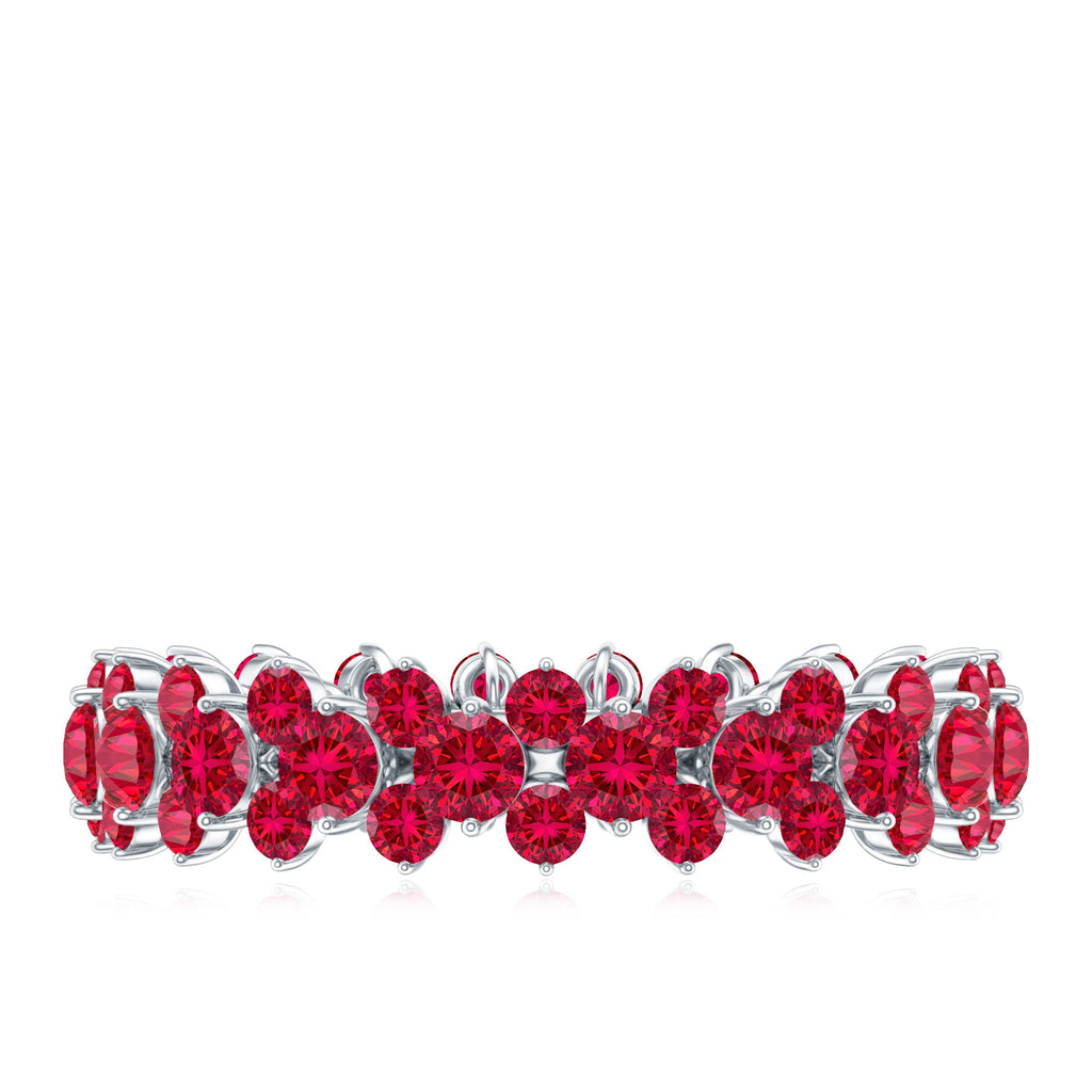 Lab Created Ruby Cluster Wedding Band for Women