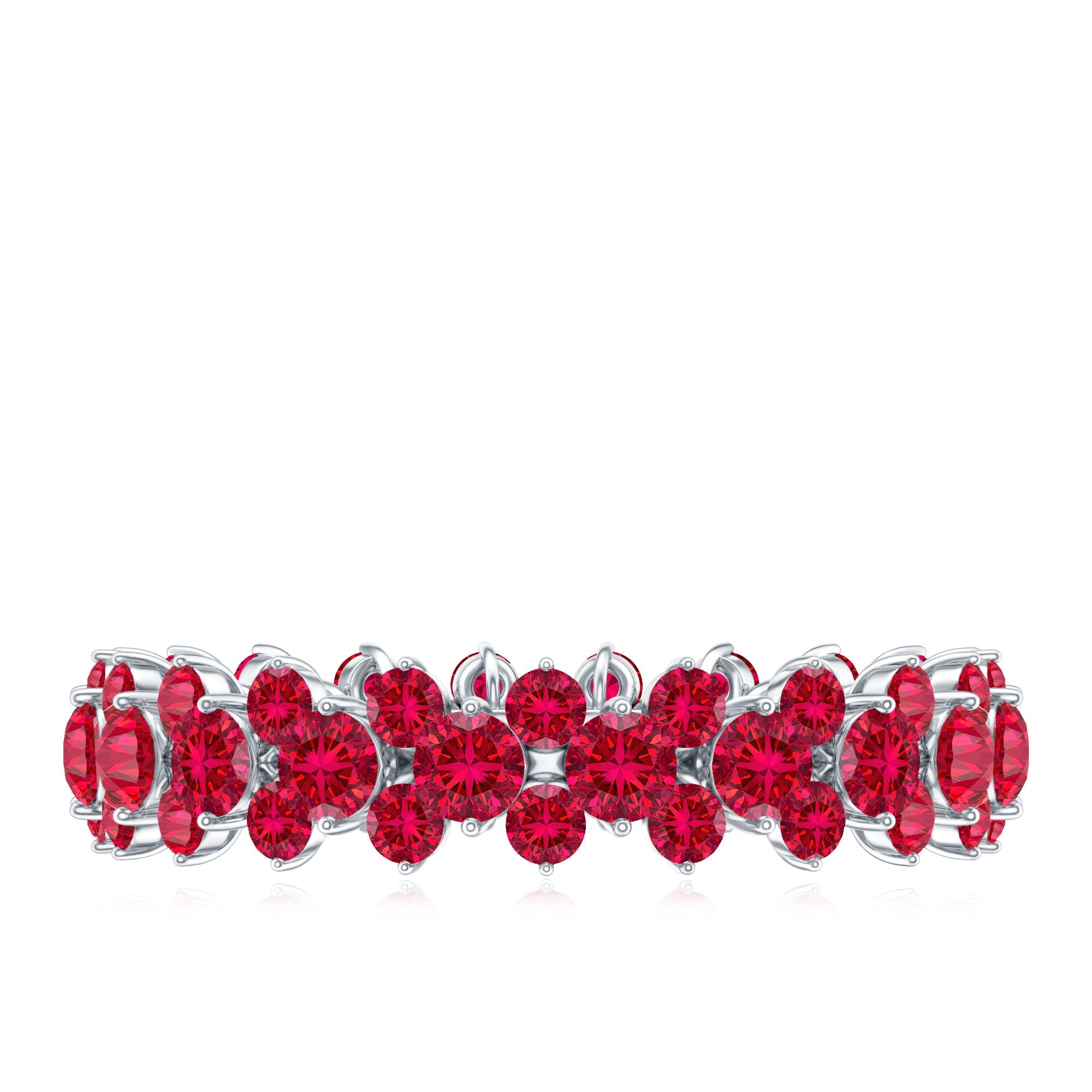 Lab Created Ruby Cluster Wedding Band for Women