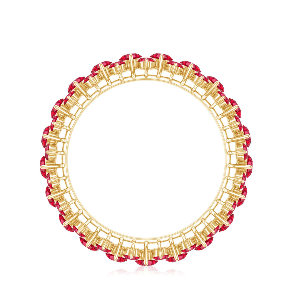 Lab Created Ruby Cluster Wedding Band for Women