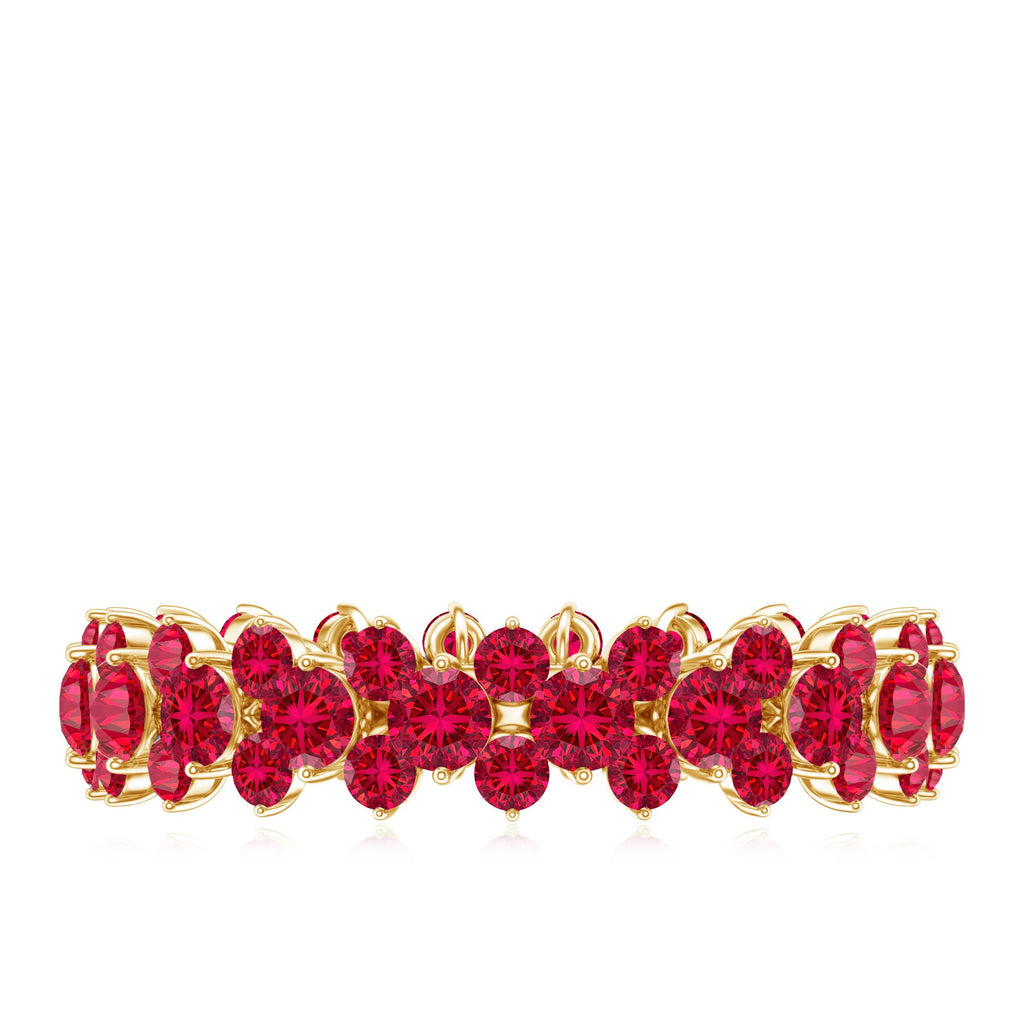 Lab Created Ruby Cluster Wedding Band for Women