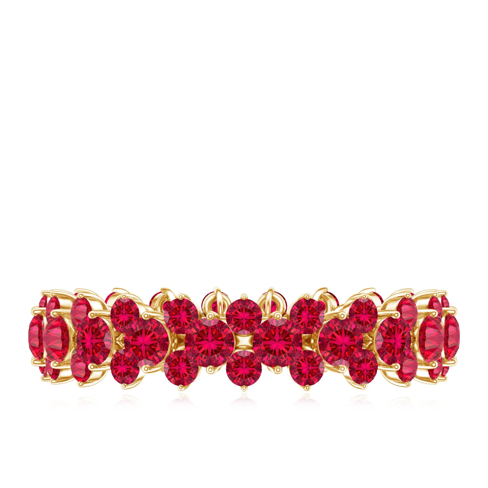 Lab Created Ruby Cluster Wedding Band for Women