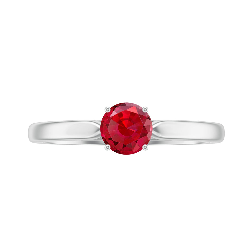 Solitaire Lab Made Ruby Promise Ring with Certificate
