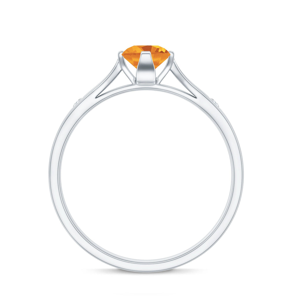 Certified Real Citrine Promise Ring with Diamond