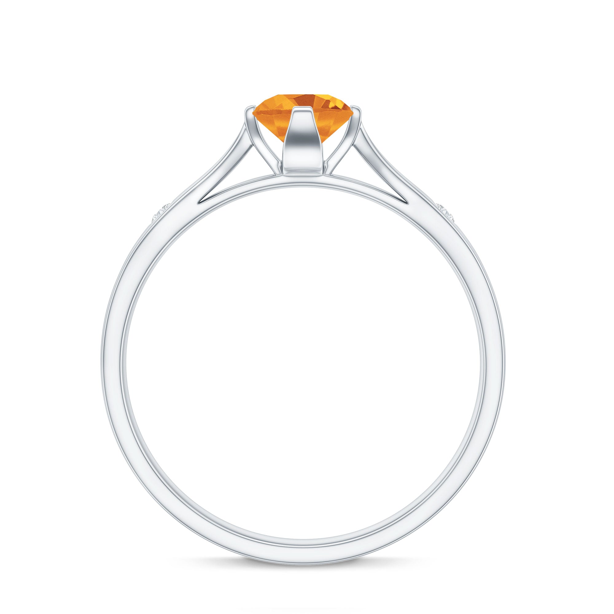 Certified Real Citrine Promise Ring with Diamond