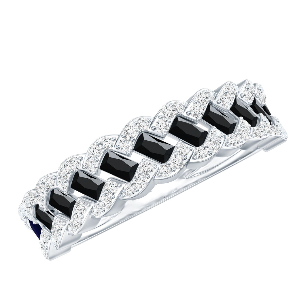 Certified Lab Grown Black and White Diamond Half Eternity Band Ring for Anniversary