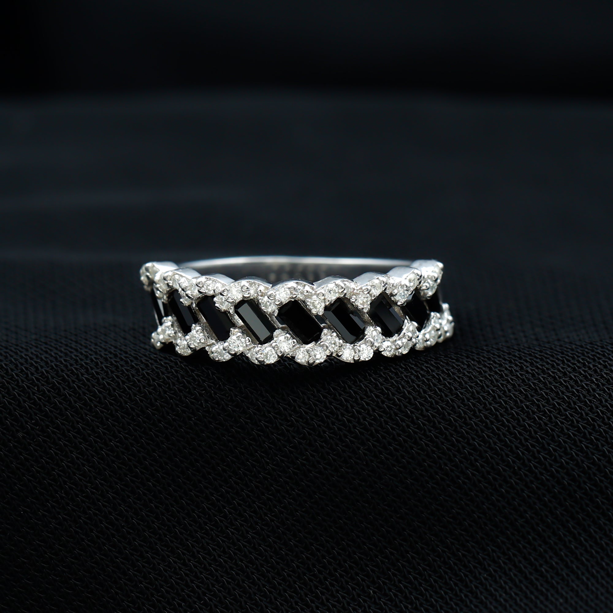 Certified Lab Grown Black and White Diamond Half Eternity Band Ring for Anniversary