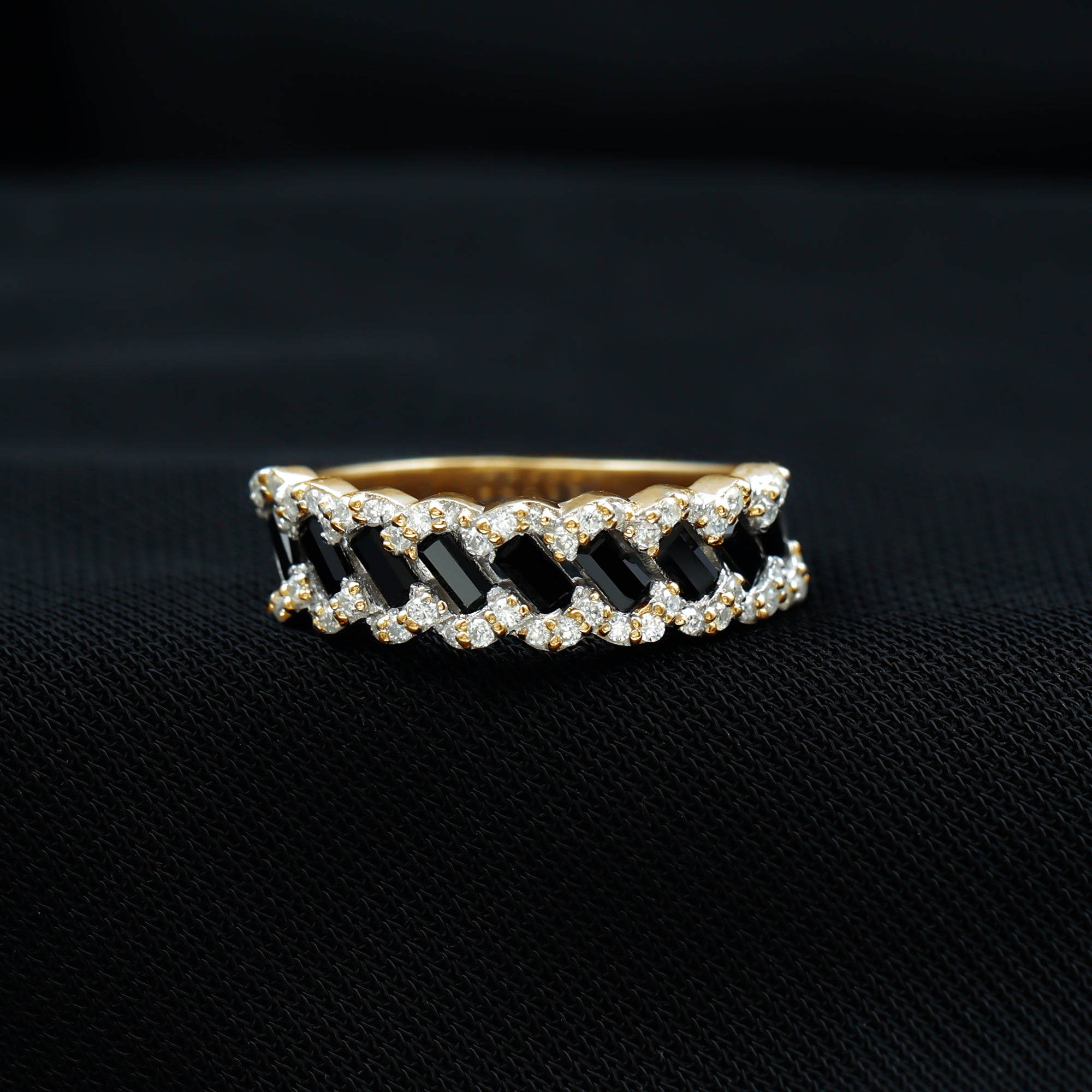 Certified Lab Grown Black and White Diamond Half Eternity Band Ring for Anniversary