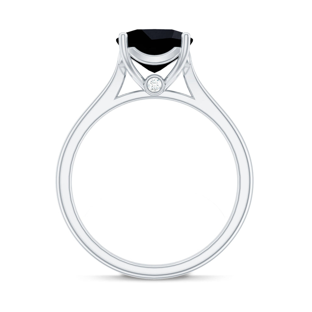 2 Carat Cushion Cut Black Onyx Solitaire Engagement Ring