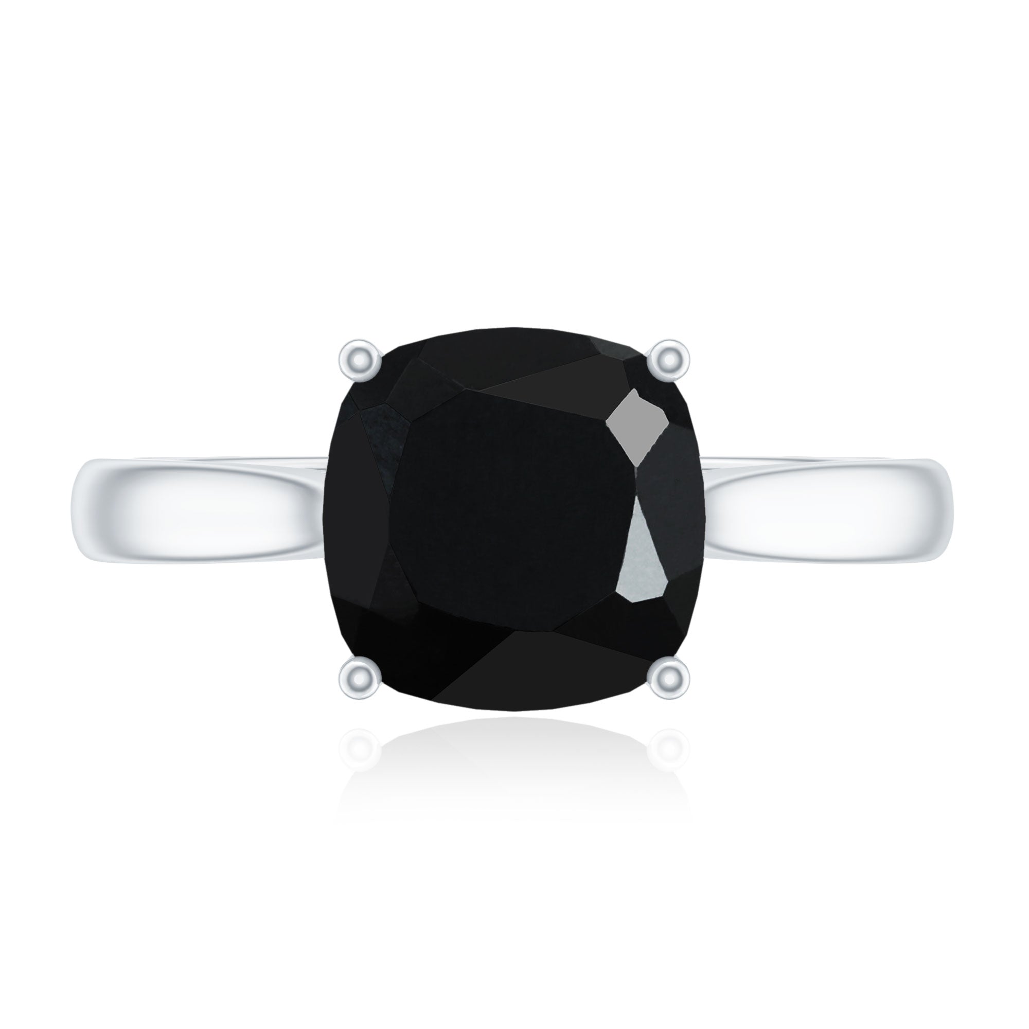 2 Carat Cushion Cut Black Onyx Solitaire Engagement Ring