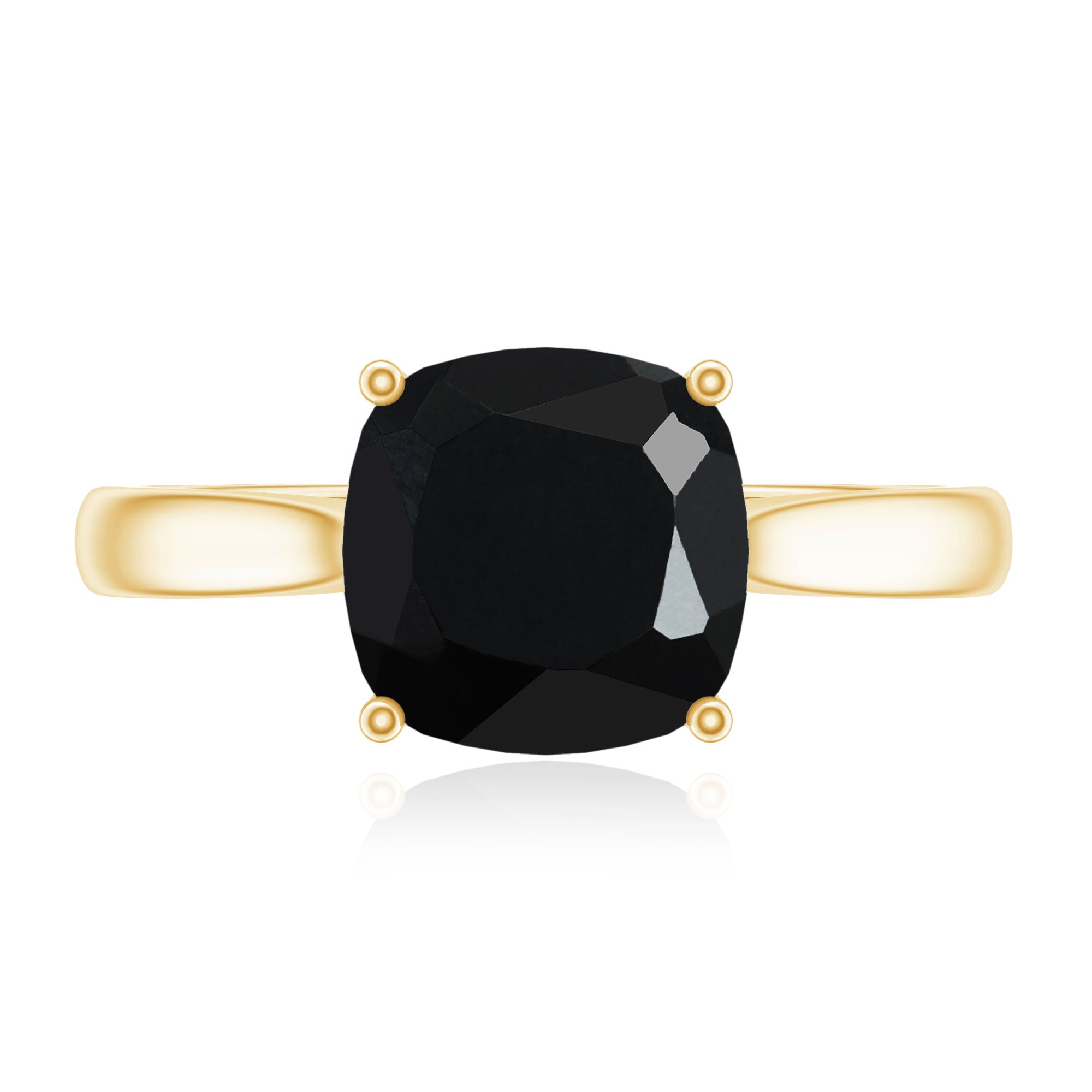 2 Carat Cushion Cut Black Onyx Solitaire Engagement Ring