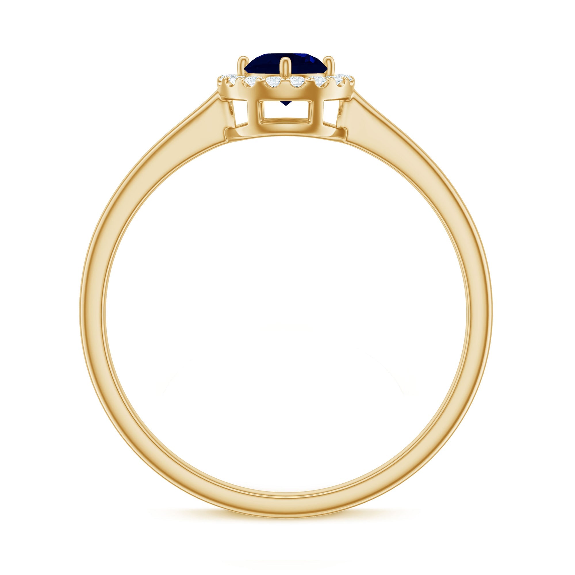 Dainty Blue Sapphire and Diamond Floating Halo Ring