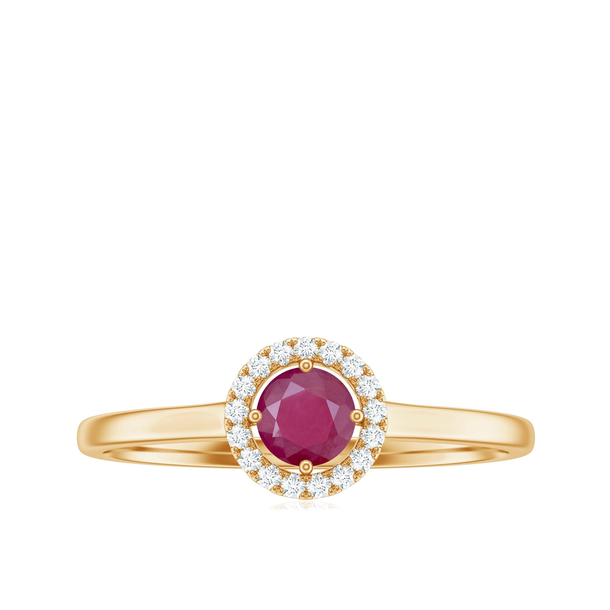 Genuine Ruby Promise Ring with Diamond Halo