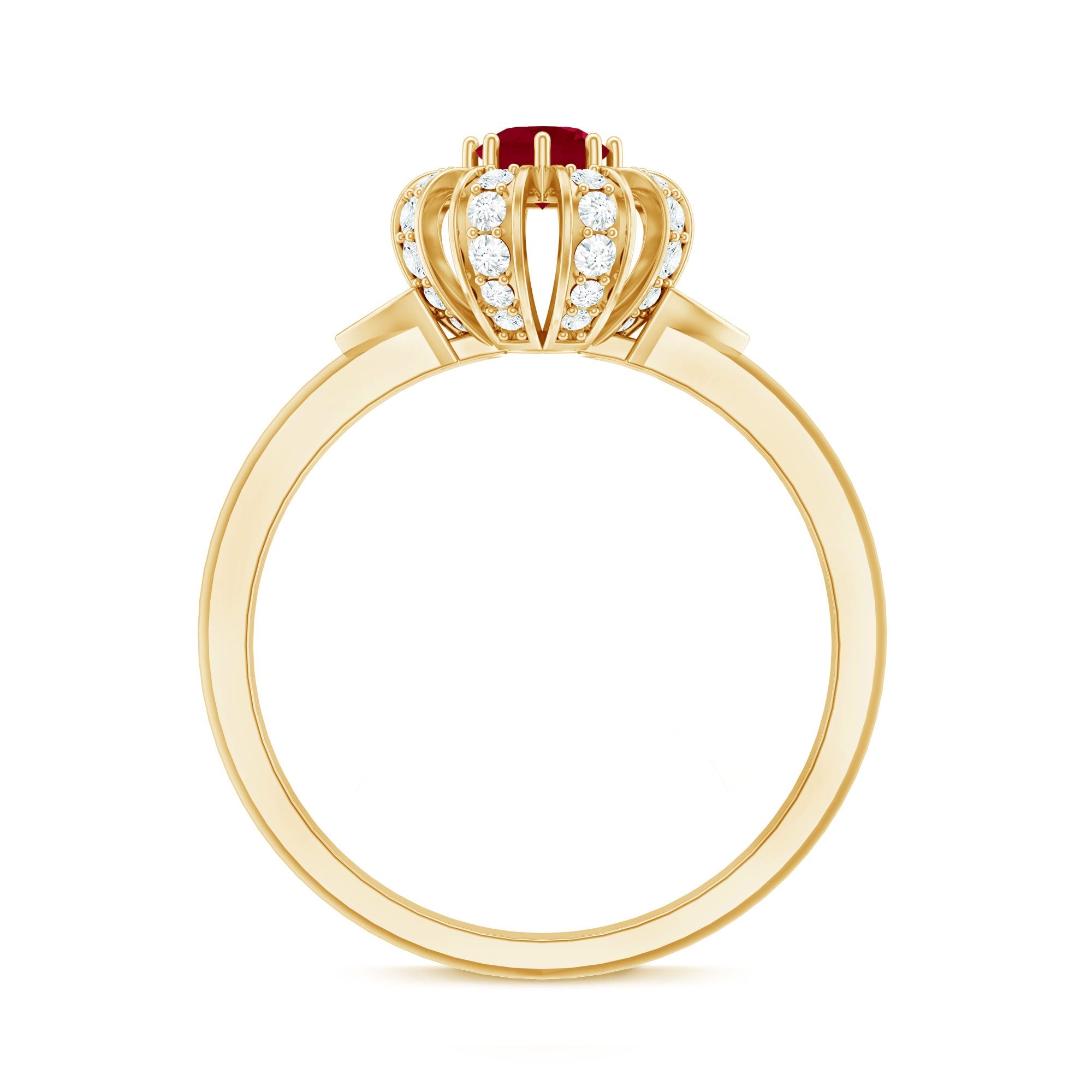 Natural Ruby Flower Engagement Ring with Diamond