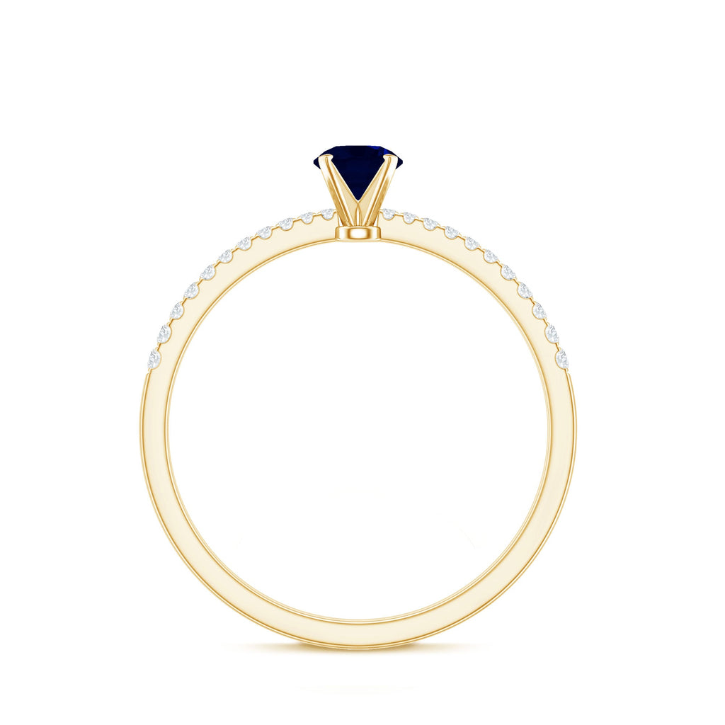 Real 0.9 Carat Blue Sapphire Promise Ring with Diamonds