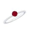 Natural 0.6 Carat Ruby Promise Ring with Diamond