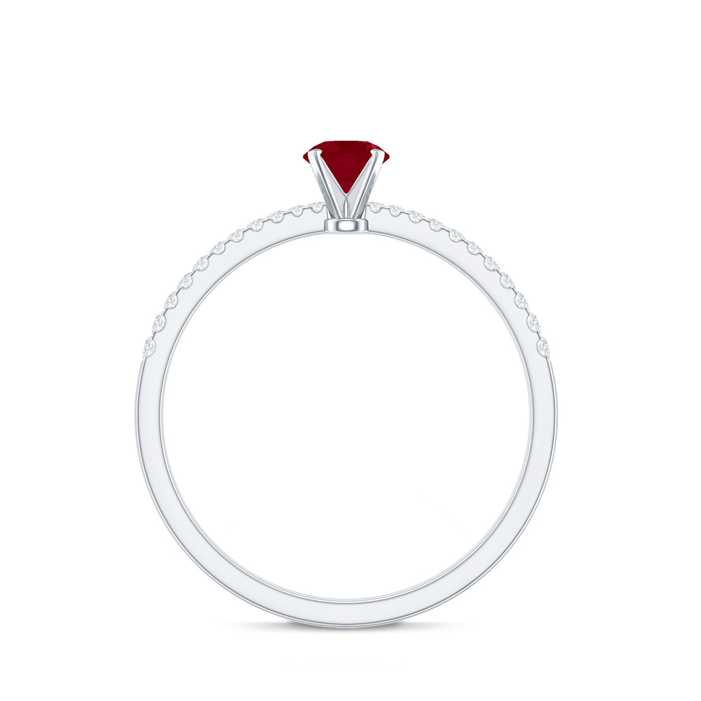 Natural 0.6 Carat Ruby Promise Ring with Diamond