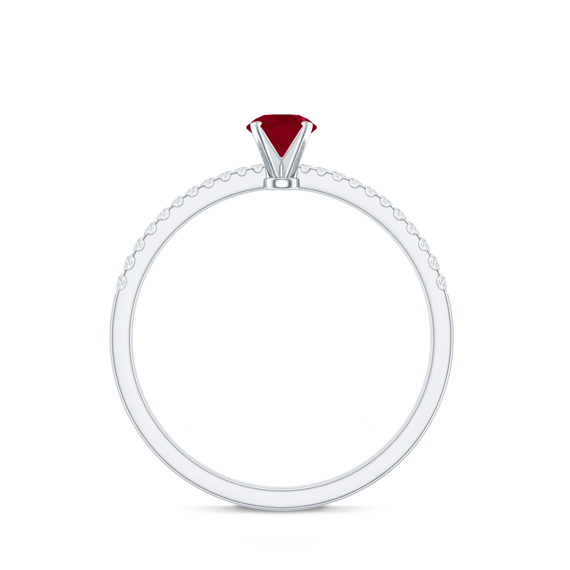 Natural 0.6 Carat Ruby Promise Ring with Diamond