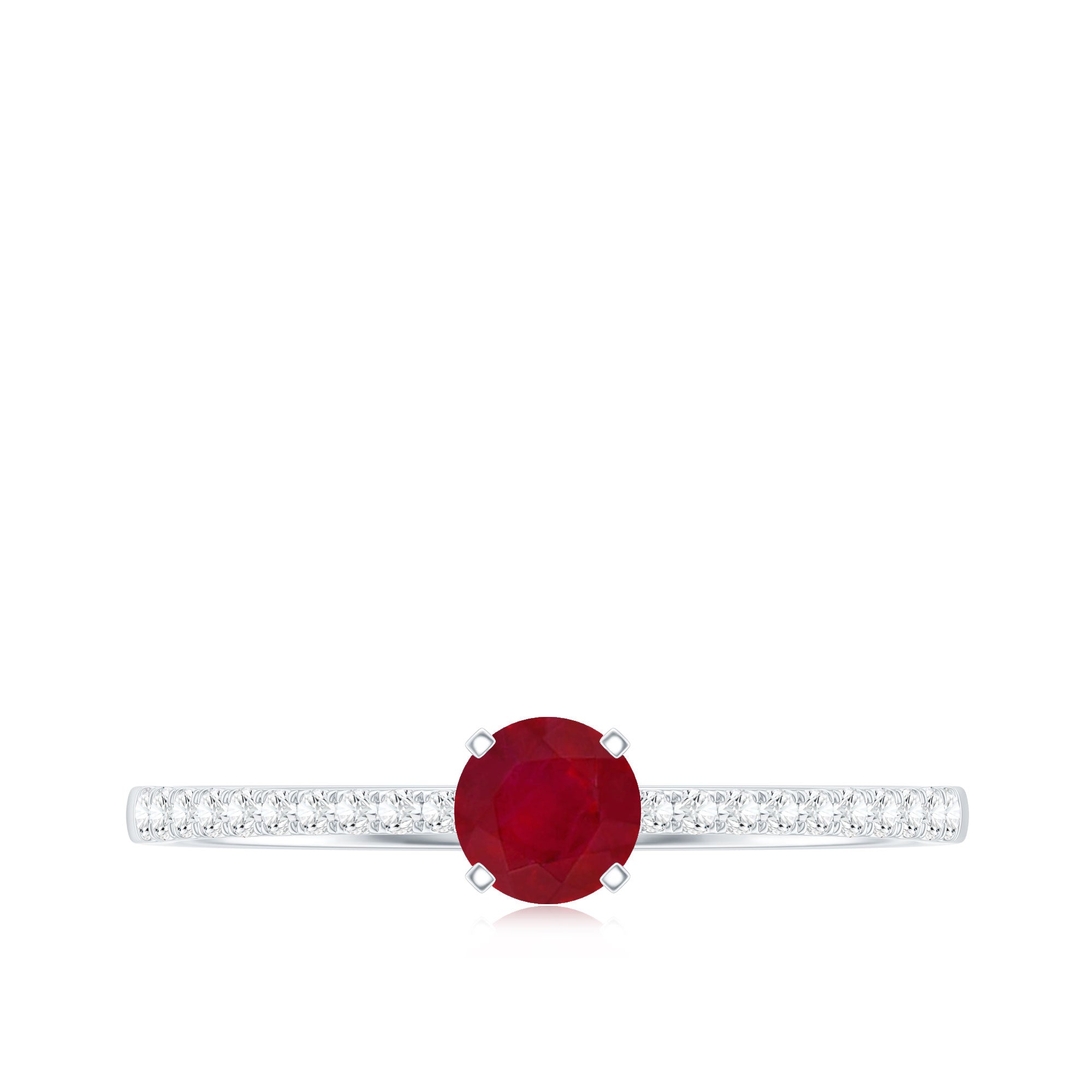 Natural 0.6 Carat Ruby Promise Ring with Diamond
