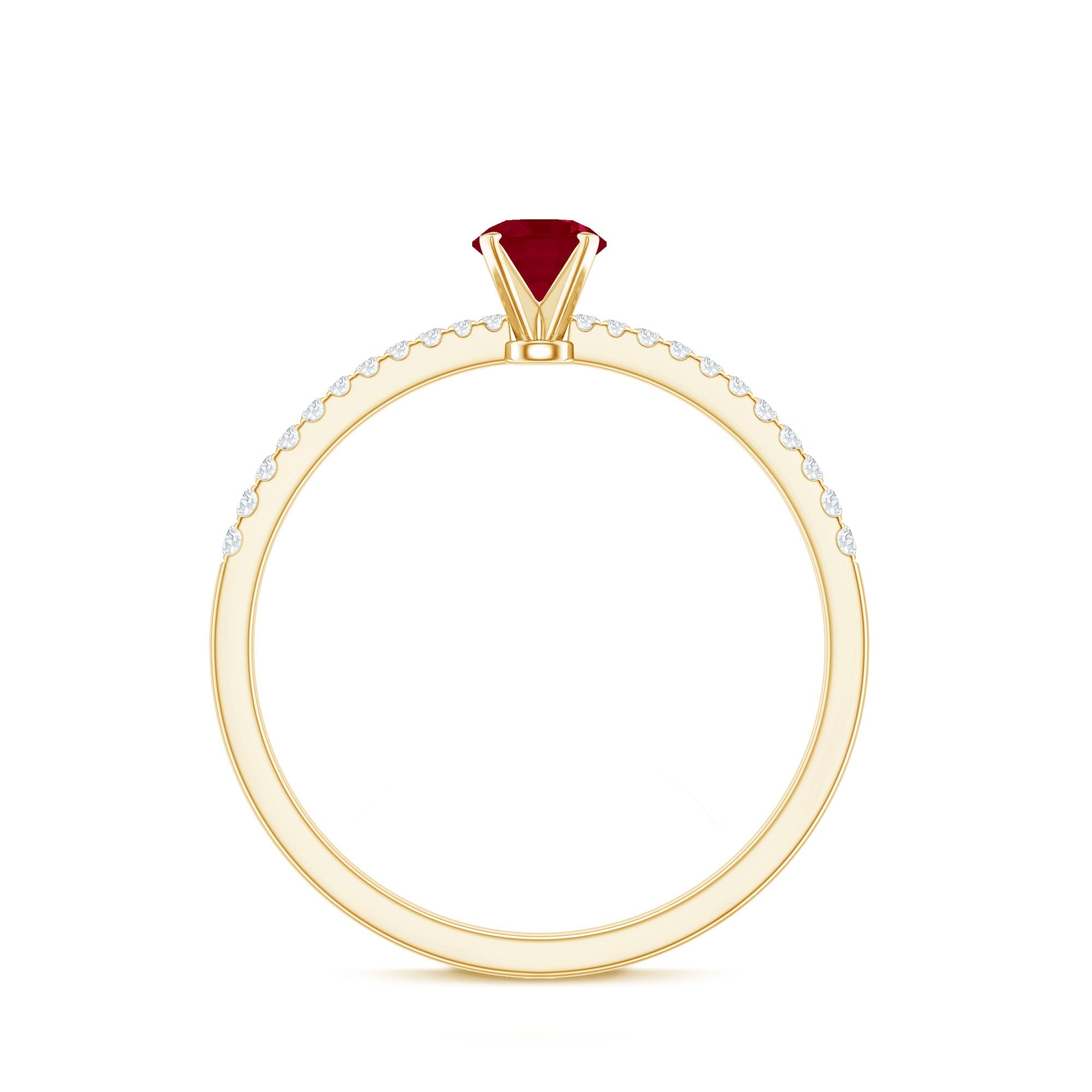 Natural 0.6 Carat Ruby Promise Ring with Diamond