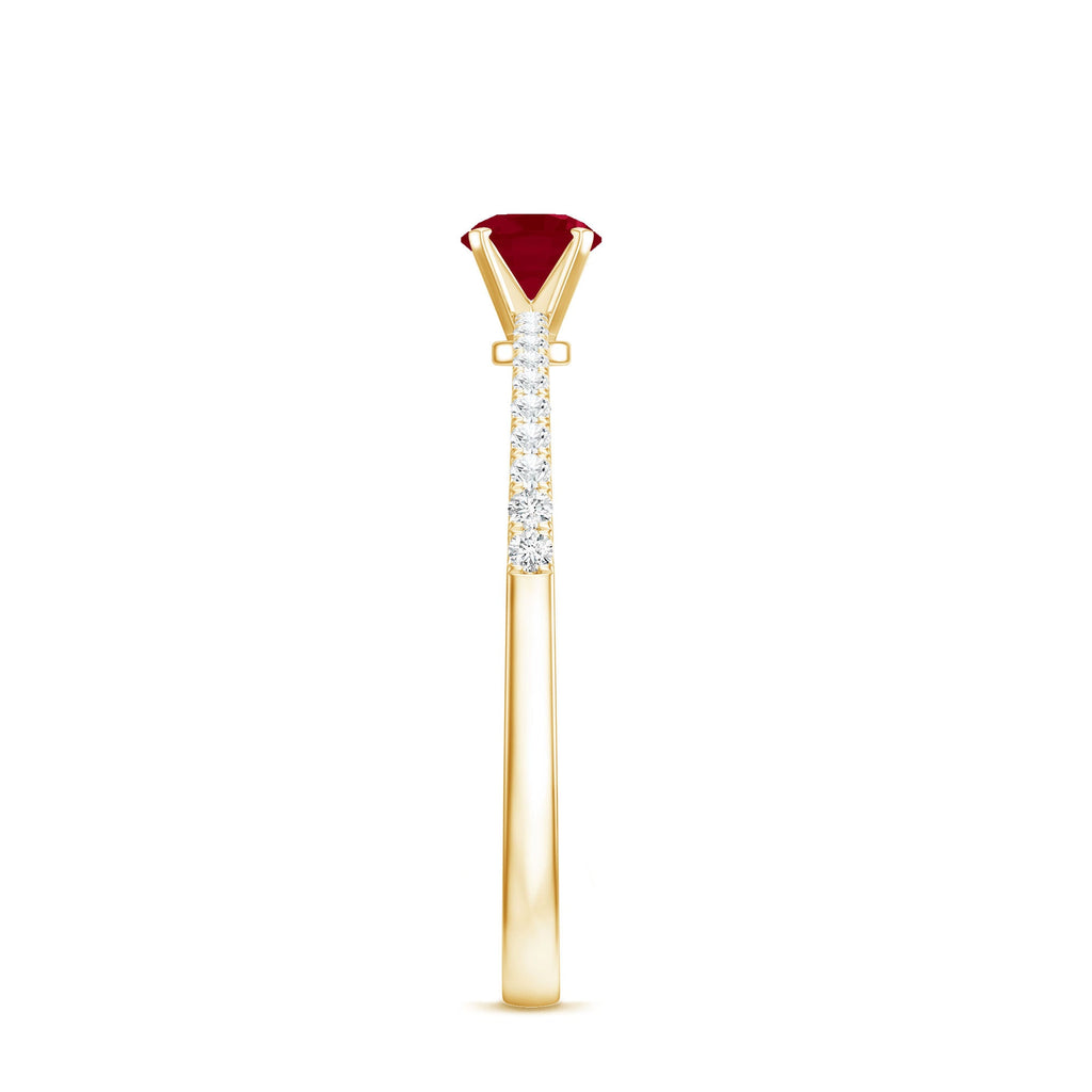 Natural 0.6 Carat Ruby Promise Ring with Diamond