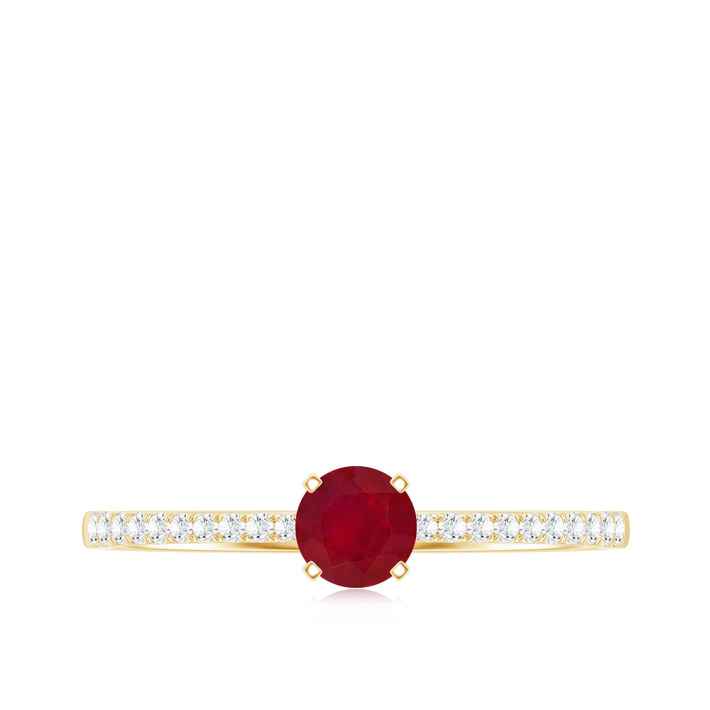 Natural 0.6 Carat Ruby Promise Ring with Diamond