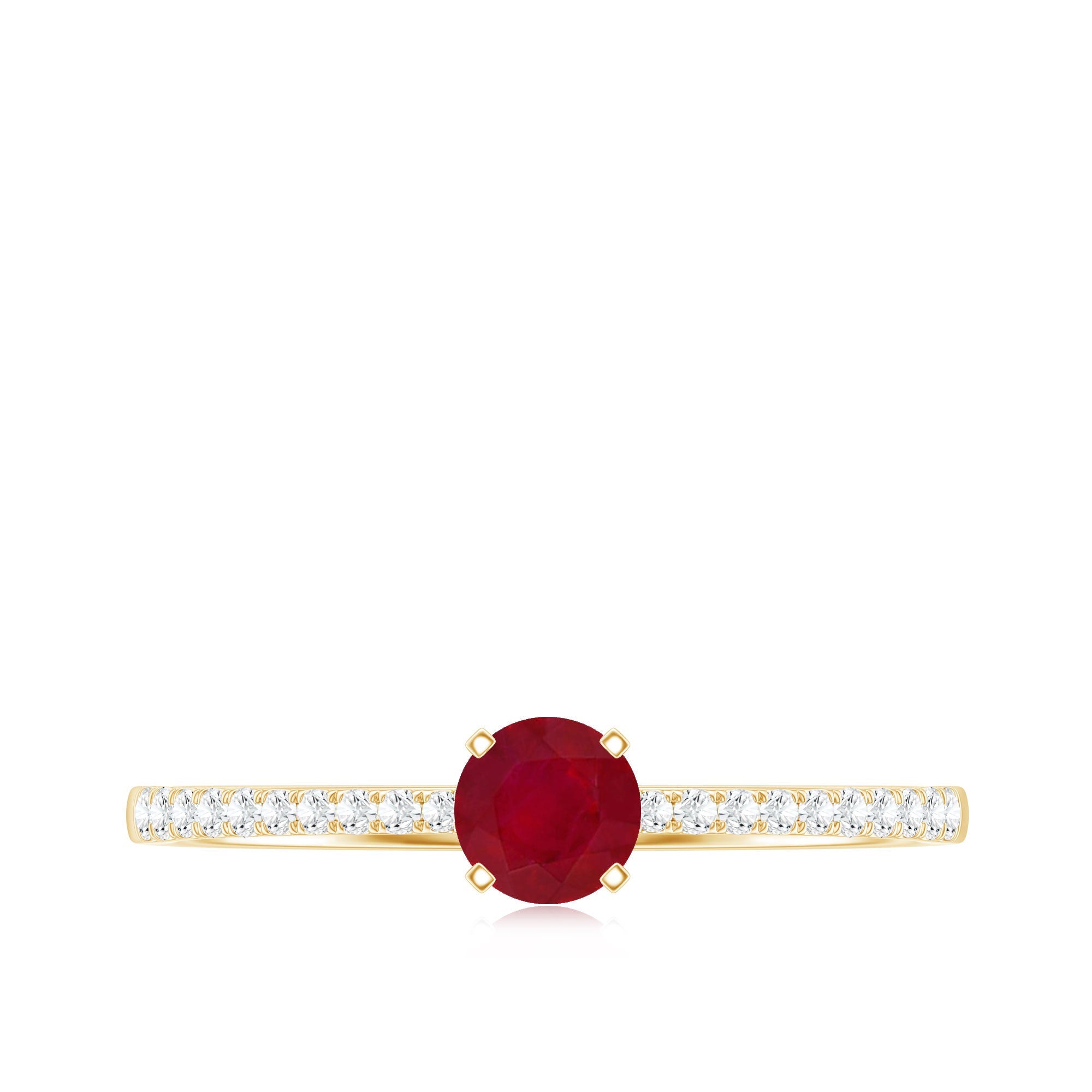 Natural 0.6 Carat Ruby Promise Ring with Diamond