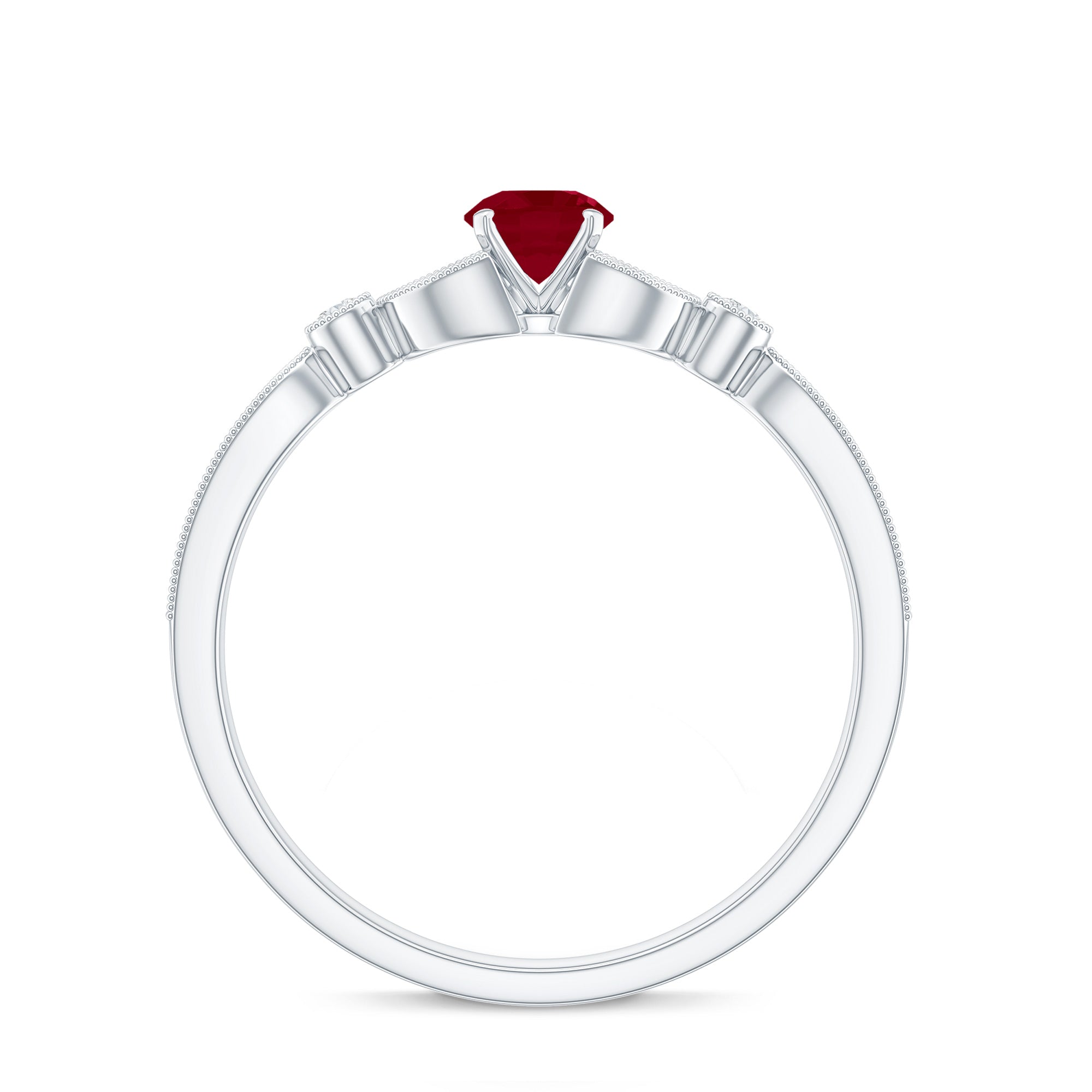 Vintage Style 0.6 Carat Ruby Diamond Engagement Ring for Women