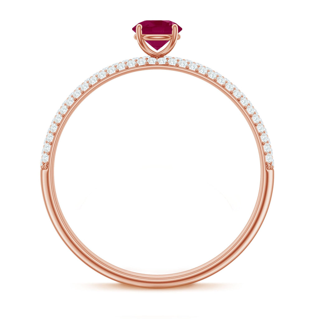 Natural Ruby Diamond Engagement Ring for Women