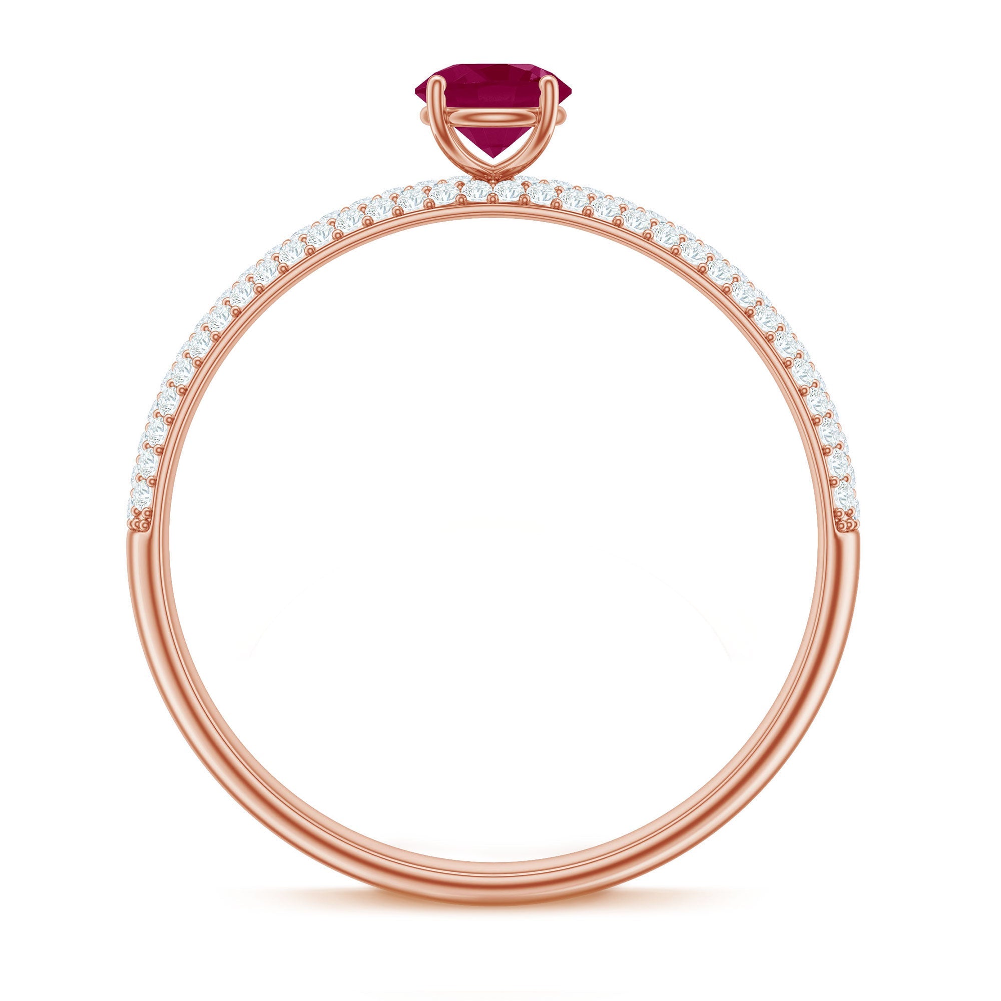 Natural Ruby Diamond Engagement Ring for Women