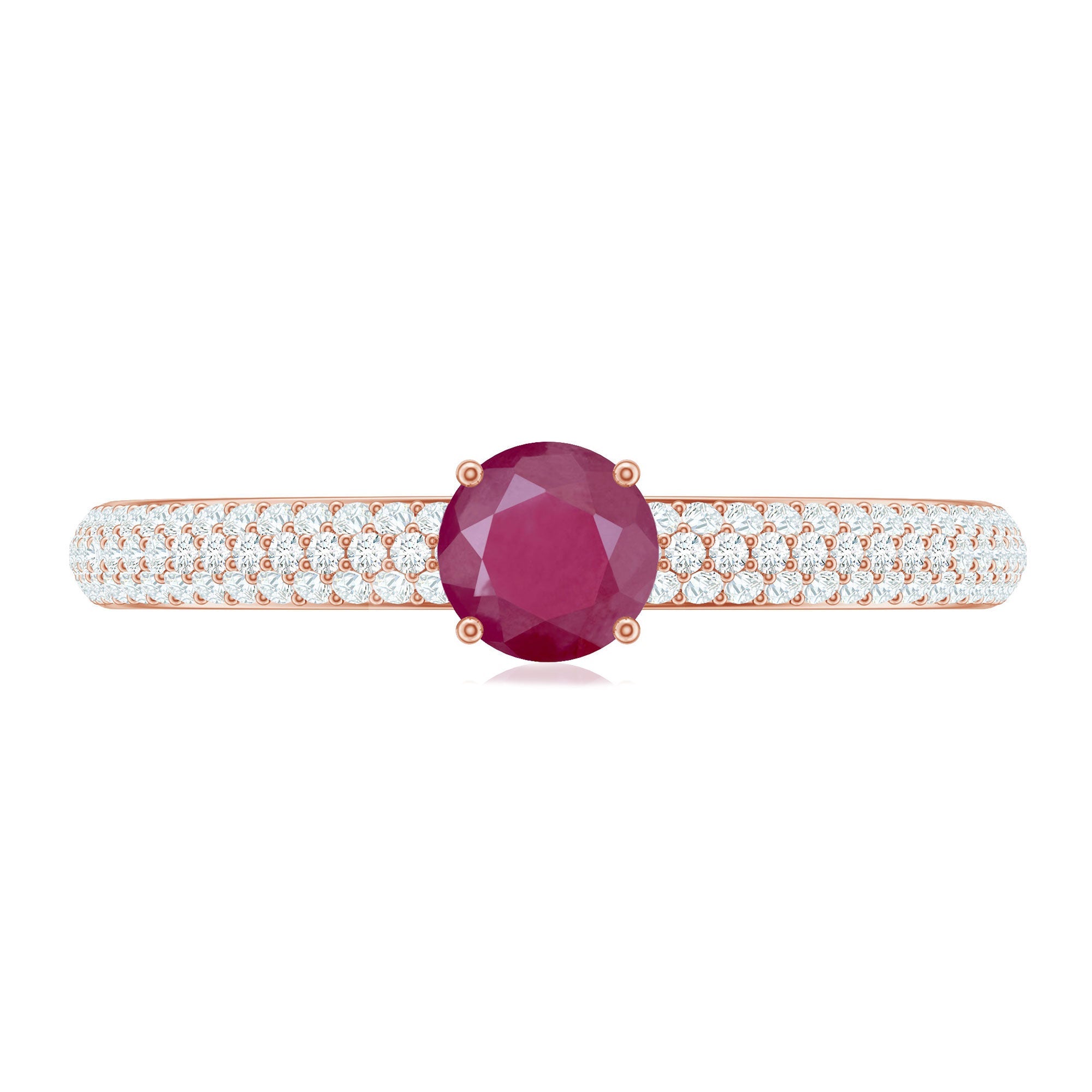 Natural Ruby Diamond Engagement Ring for Women