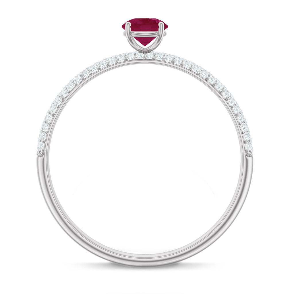 Natural Ruby Diamond Engagement Ring for Women