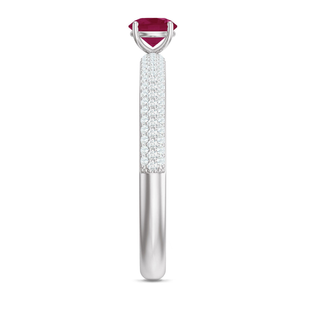 Natural Ruby Diamond Engagement Ring for Women