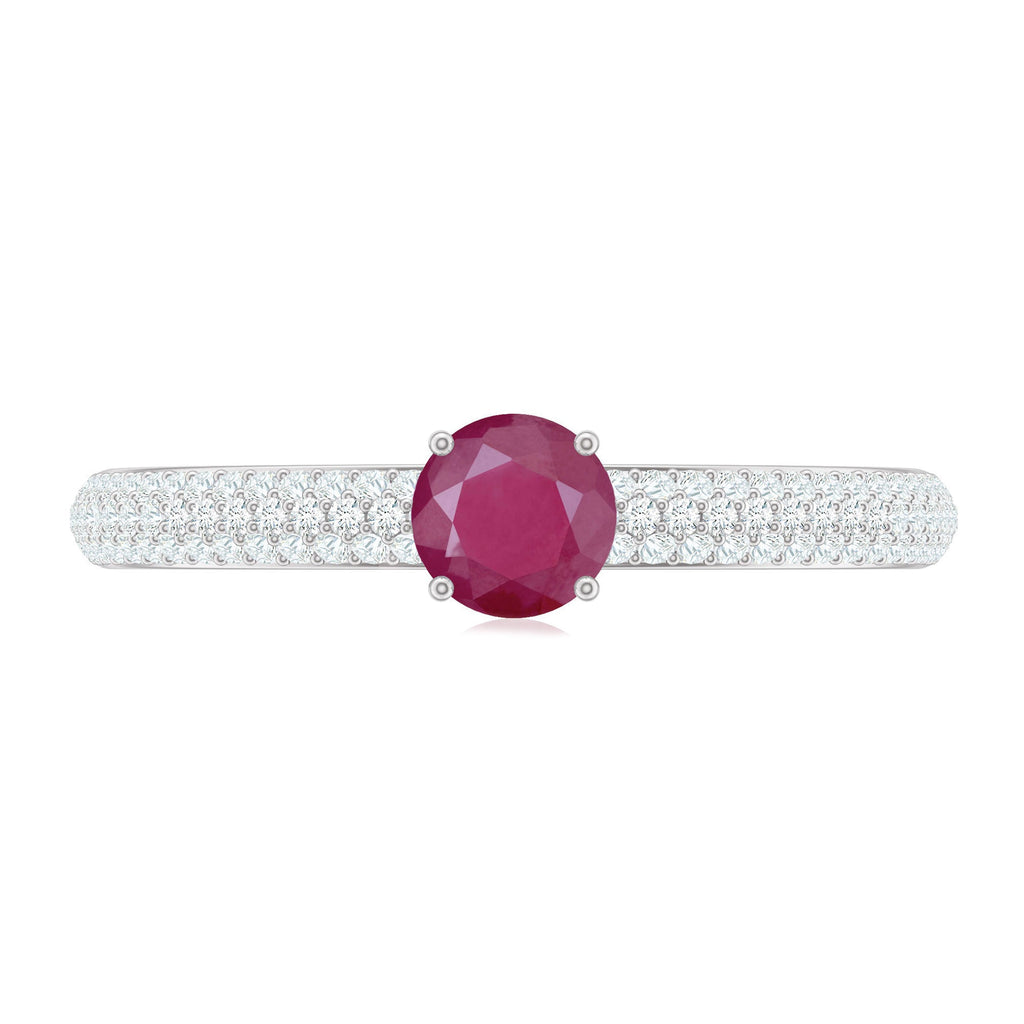 Natural Ruby Diamond Engagement Ring for Women