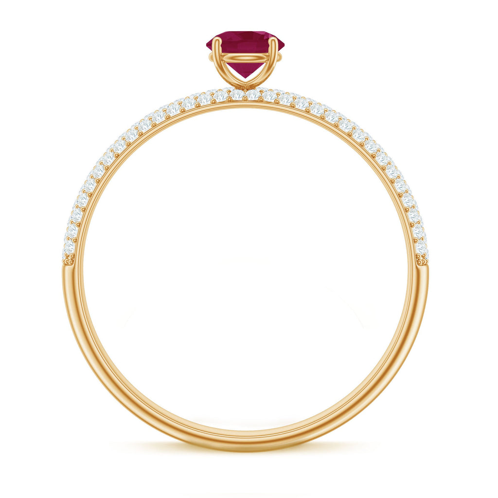 Natural Ruby Diamond Engagement Ring for Women