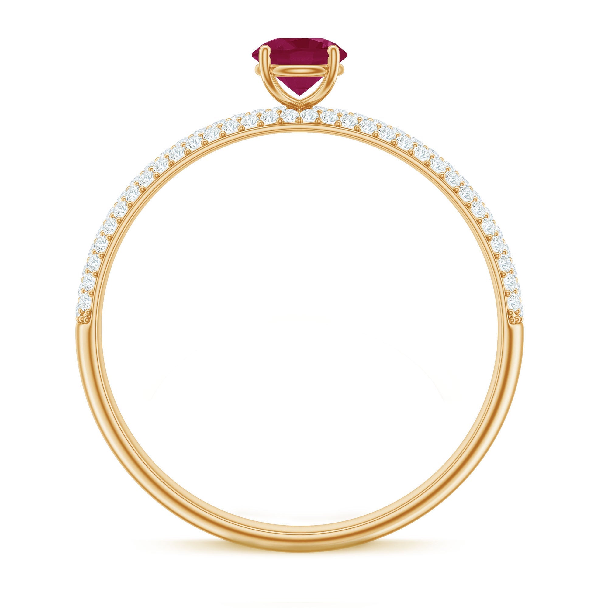 Natural Ruby Diamond Engagement Ring for Women