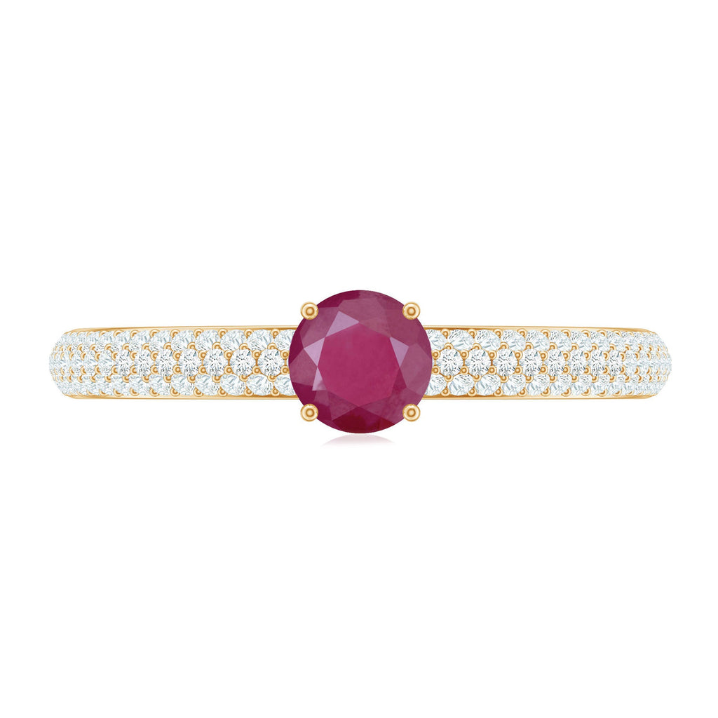 Natural Ruby Diamond Engagement Ring for Women