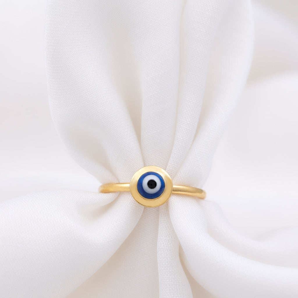 Enamel Evil Eye Promise Ring for Women
