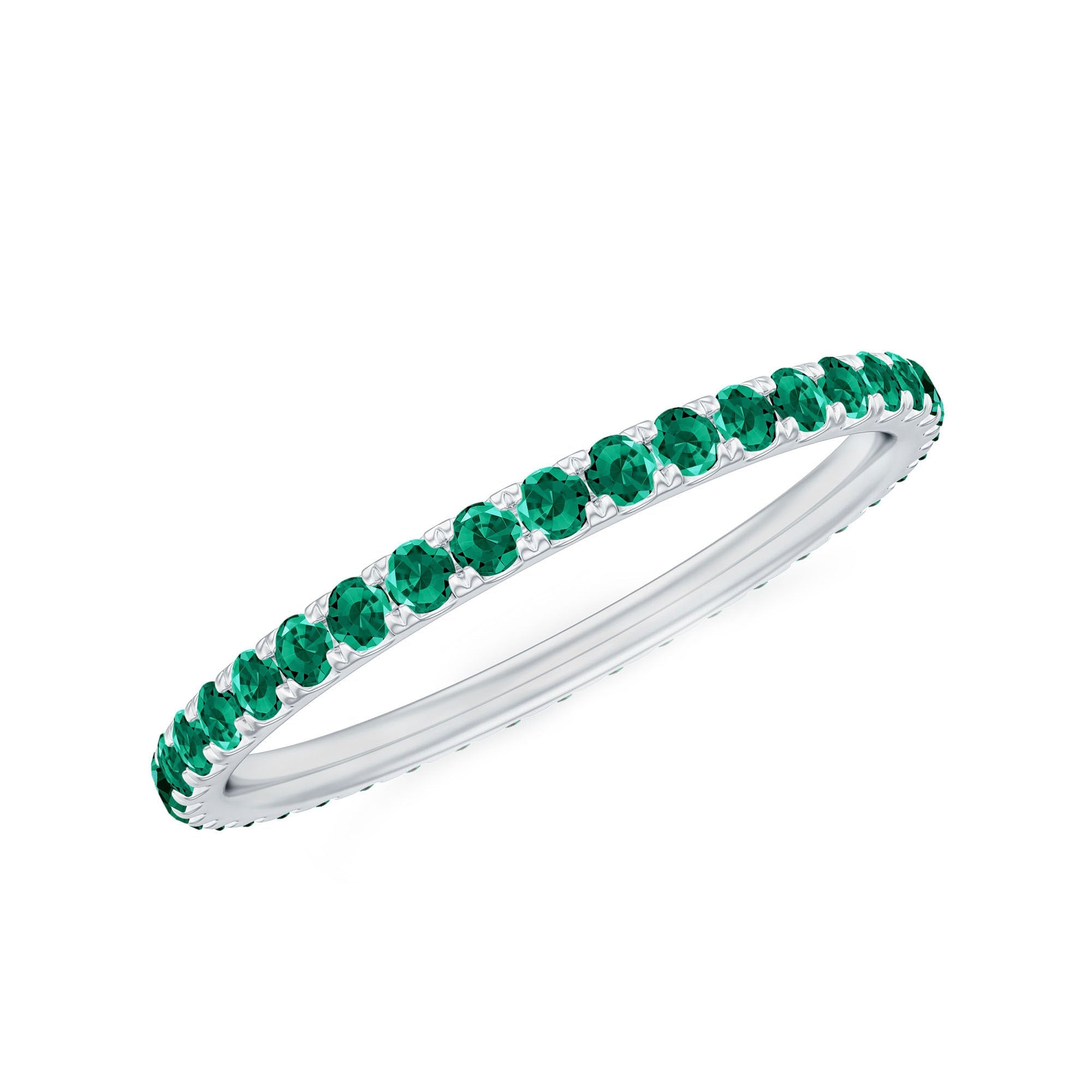 Certified Lab Grown Emerald Stackable Eternity Ring for Women
