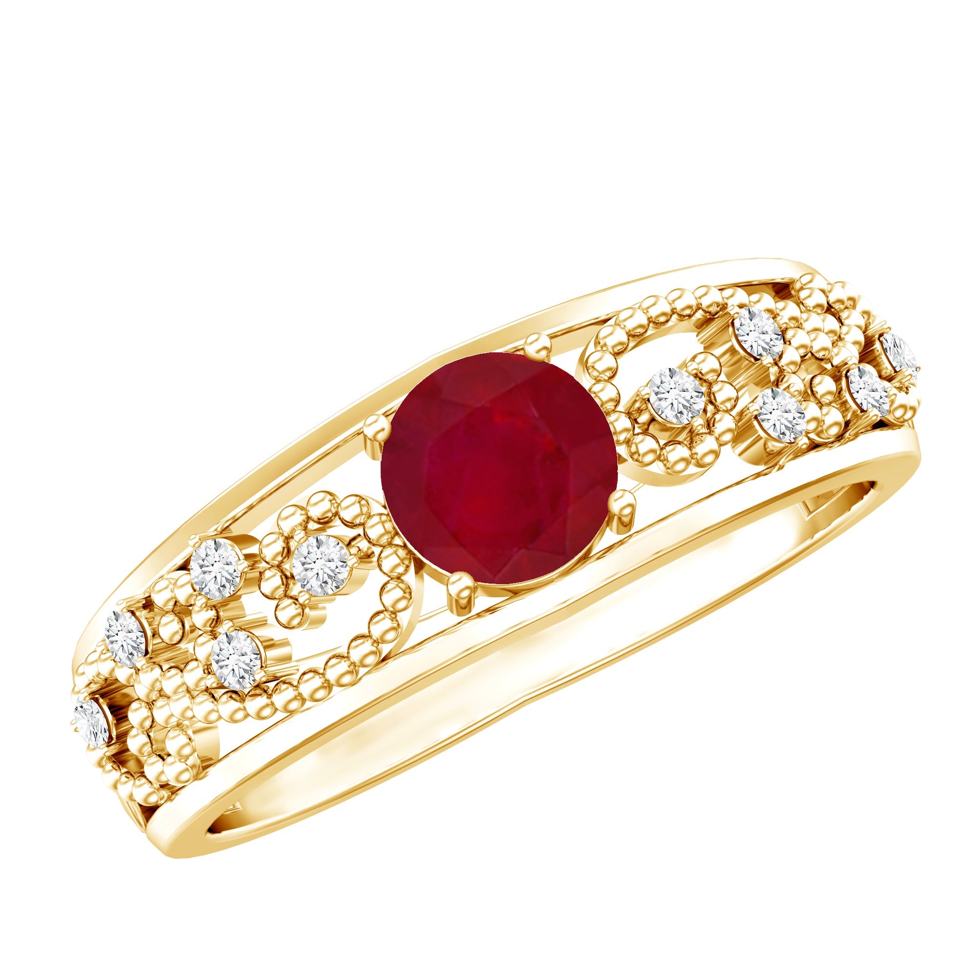 Natural 0.6 Carat Ruby Vintage Looking Engagement Ring with Diamond