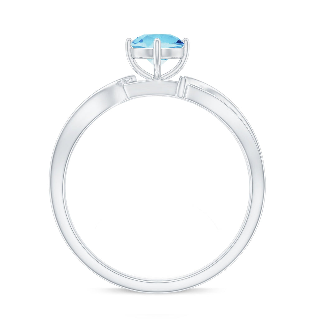 Real 0.8 Ct Aquamarine and Diamond Infinity Engagement Ring