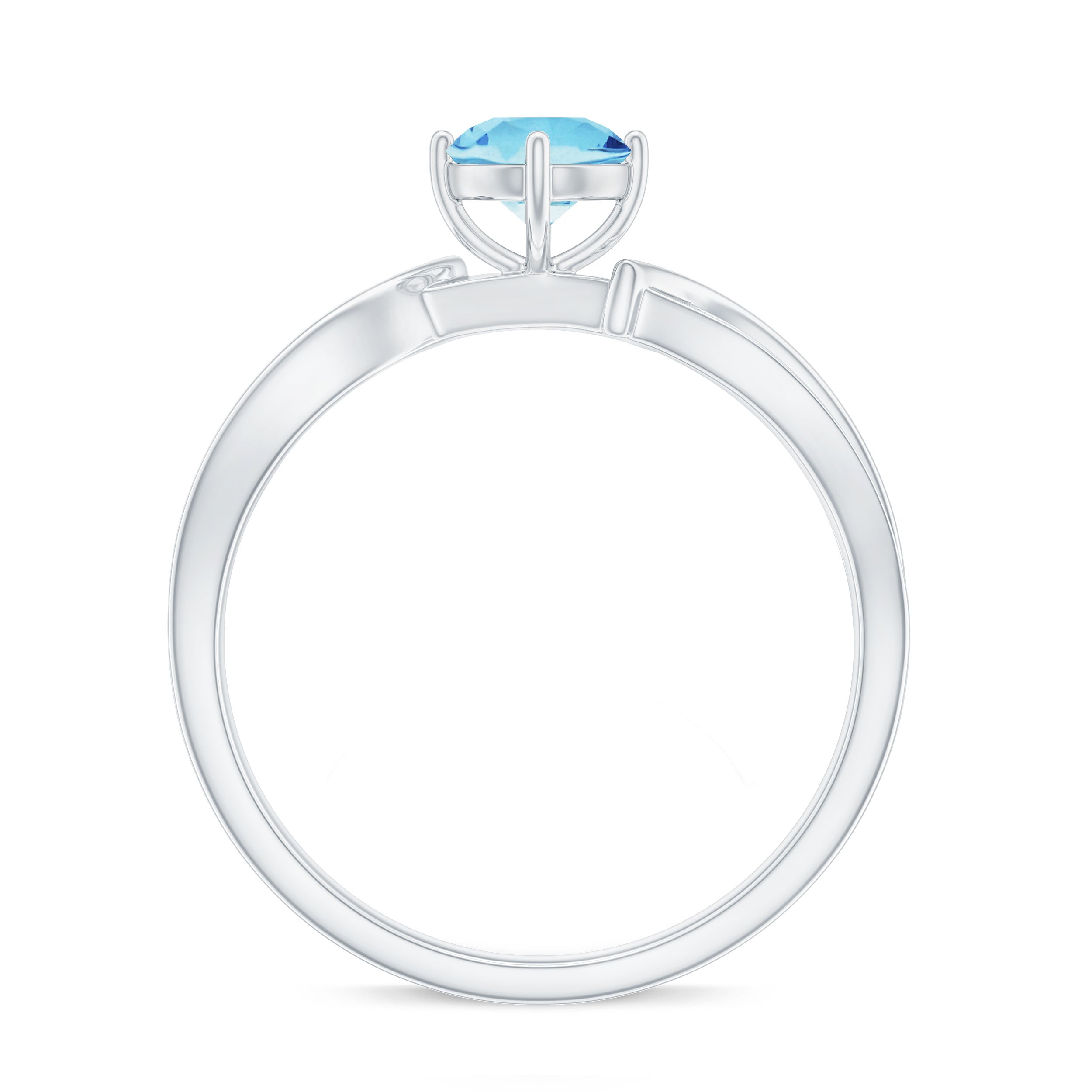 Real 0.8 Ct Aquamarine and Diamond Infinity Engagement Ring