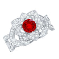 0.6 Carat Lab Created Ruby Vintage Flower Engagement Ring