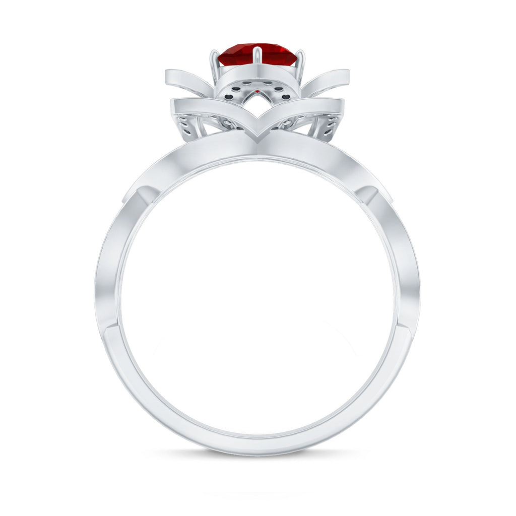 0.6 Carat Lab Created Ruby Vintage Flower Engagement Ring