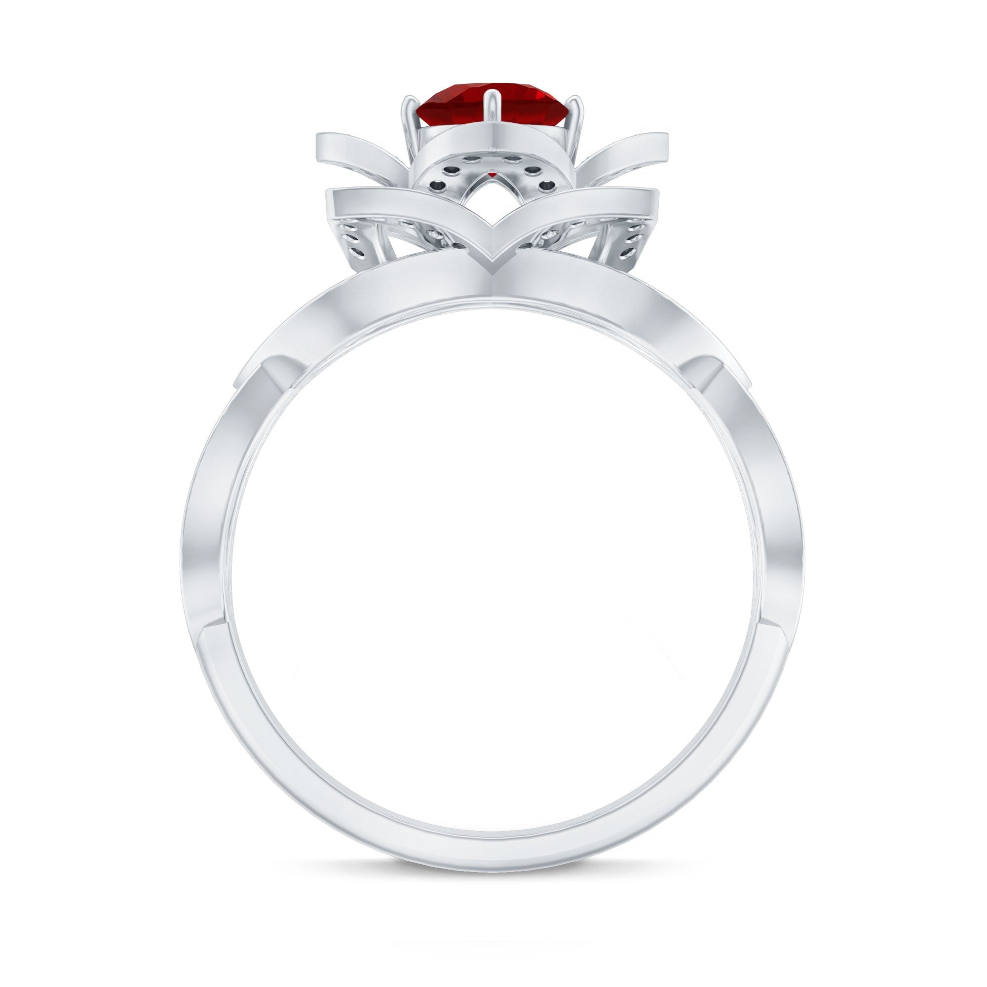 0.6 Carat Lab Created Ruby Vintage Flower Engagement Ring