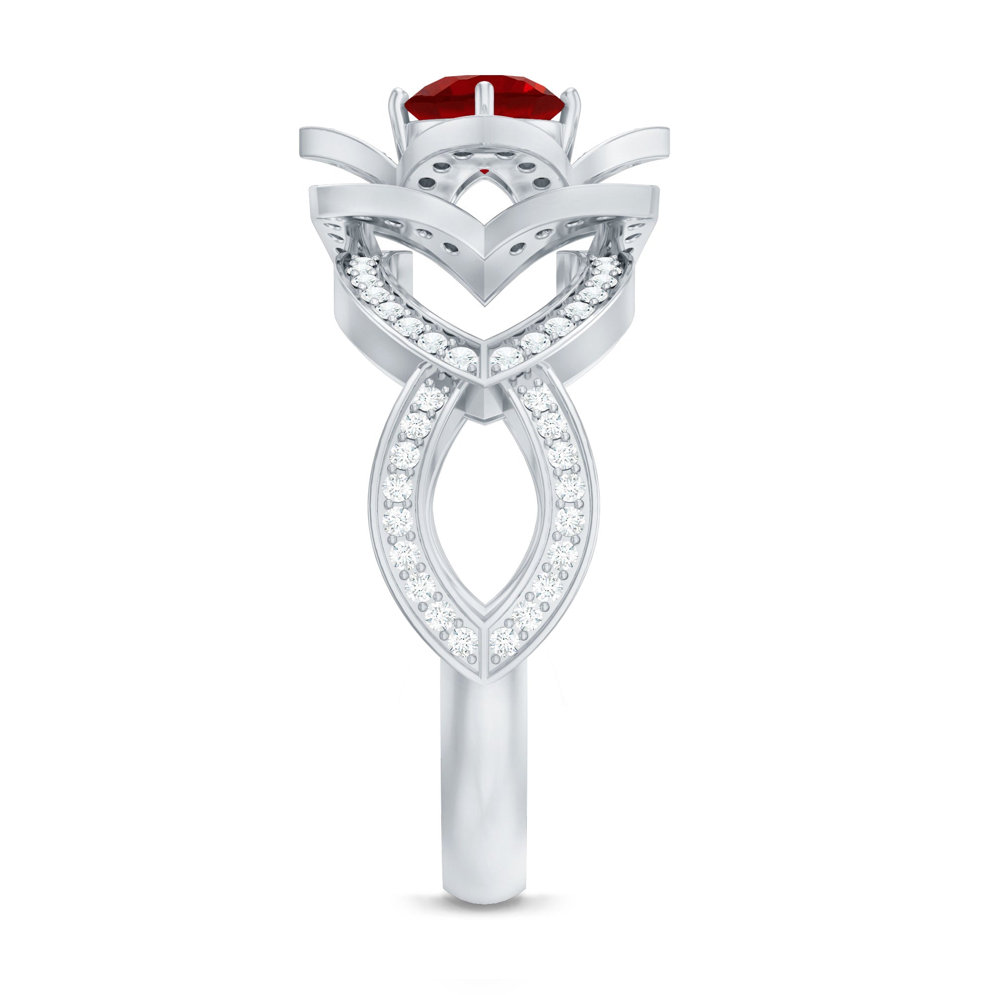 0.6 Carat Lab Created Ruby Vintage Flower Engagement Ring