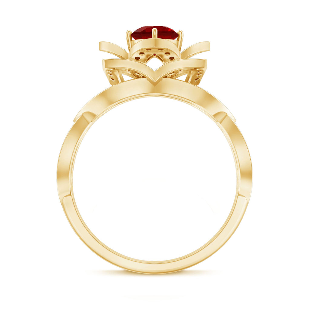 0.6 Carat Lab Created Ruby Vintage Flower Engagement Ring