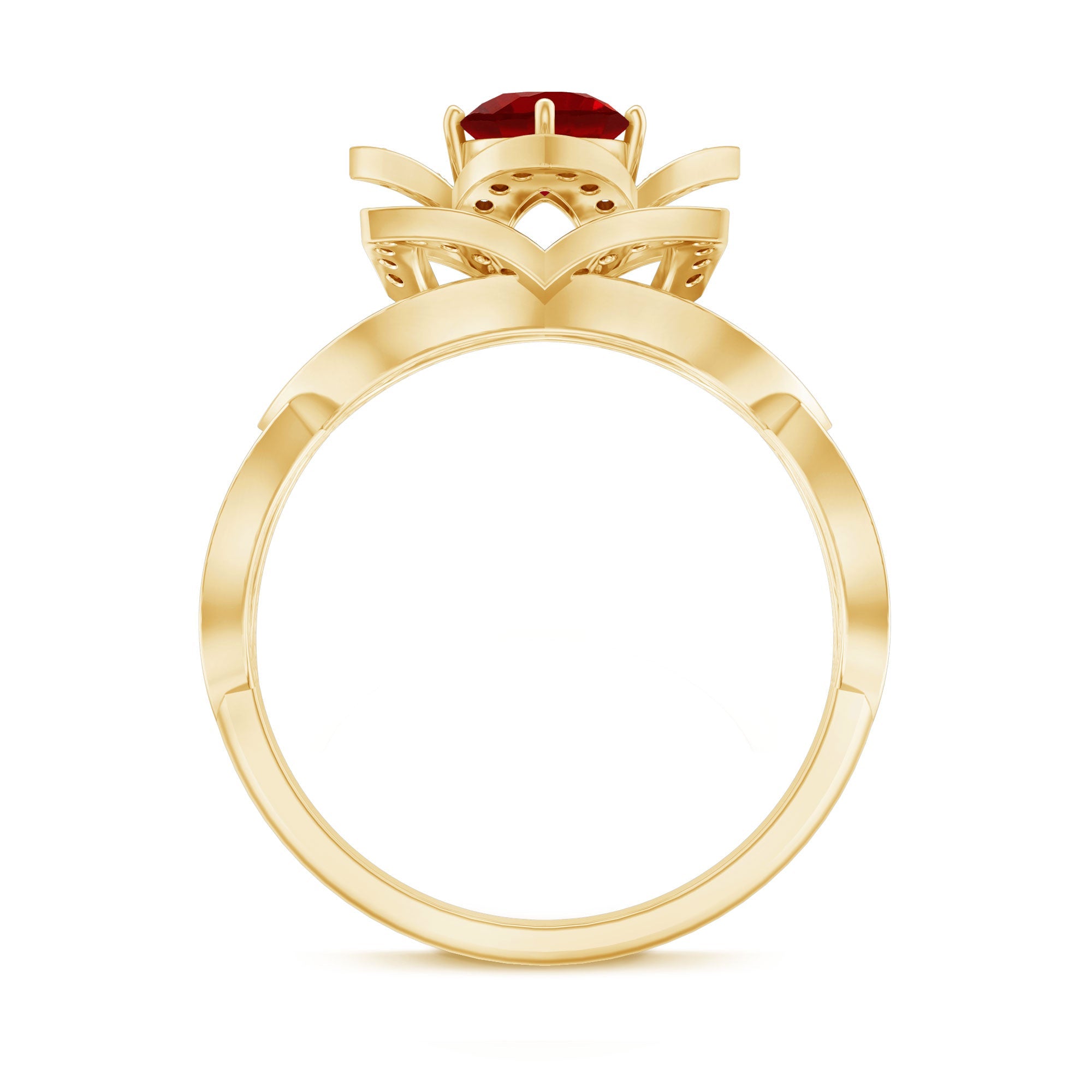 0.6 Carat Lab Created Ruby Vintage Flower Engagement Ring