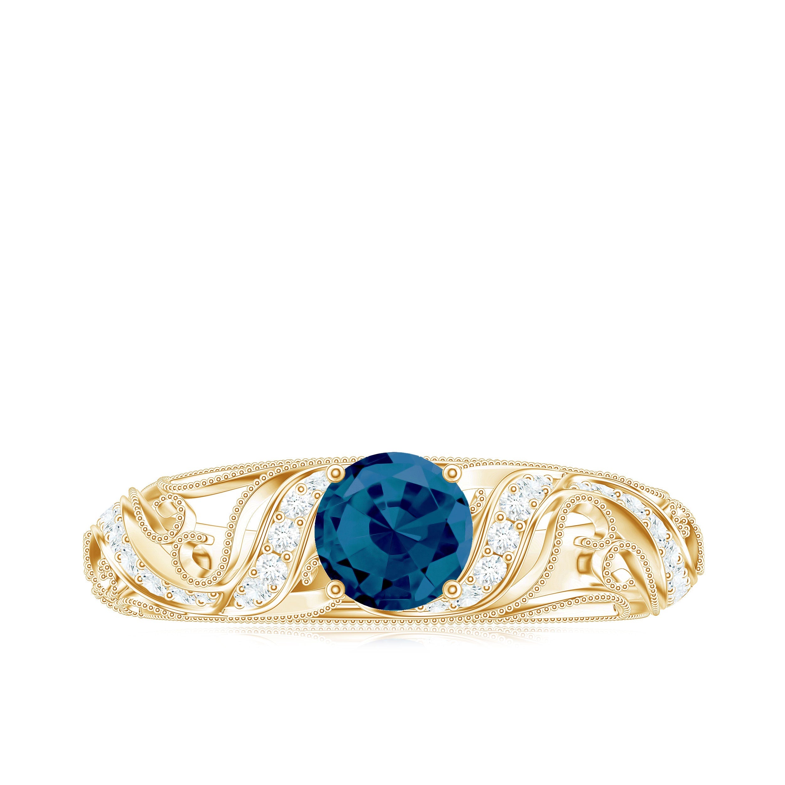 Vintage London Blue Topaz and Diamond Engagement Ring
