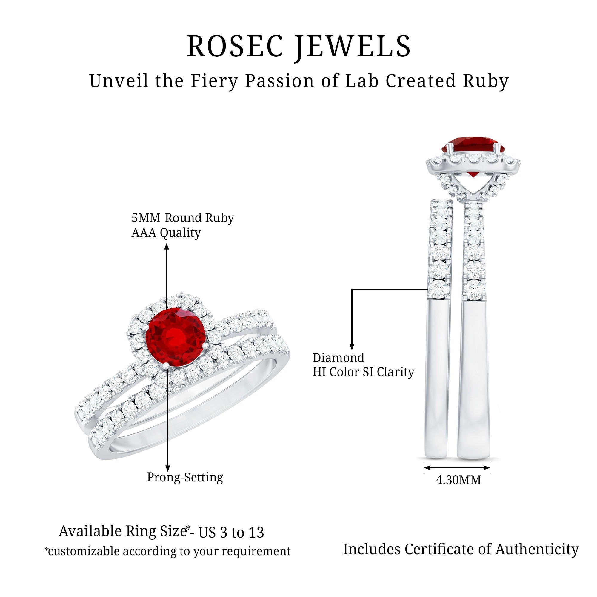 Vintage Inspired Created Ruby and Diamond Wedding Band Ring