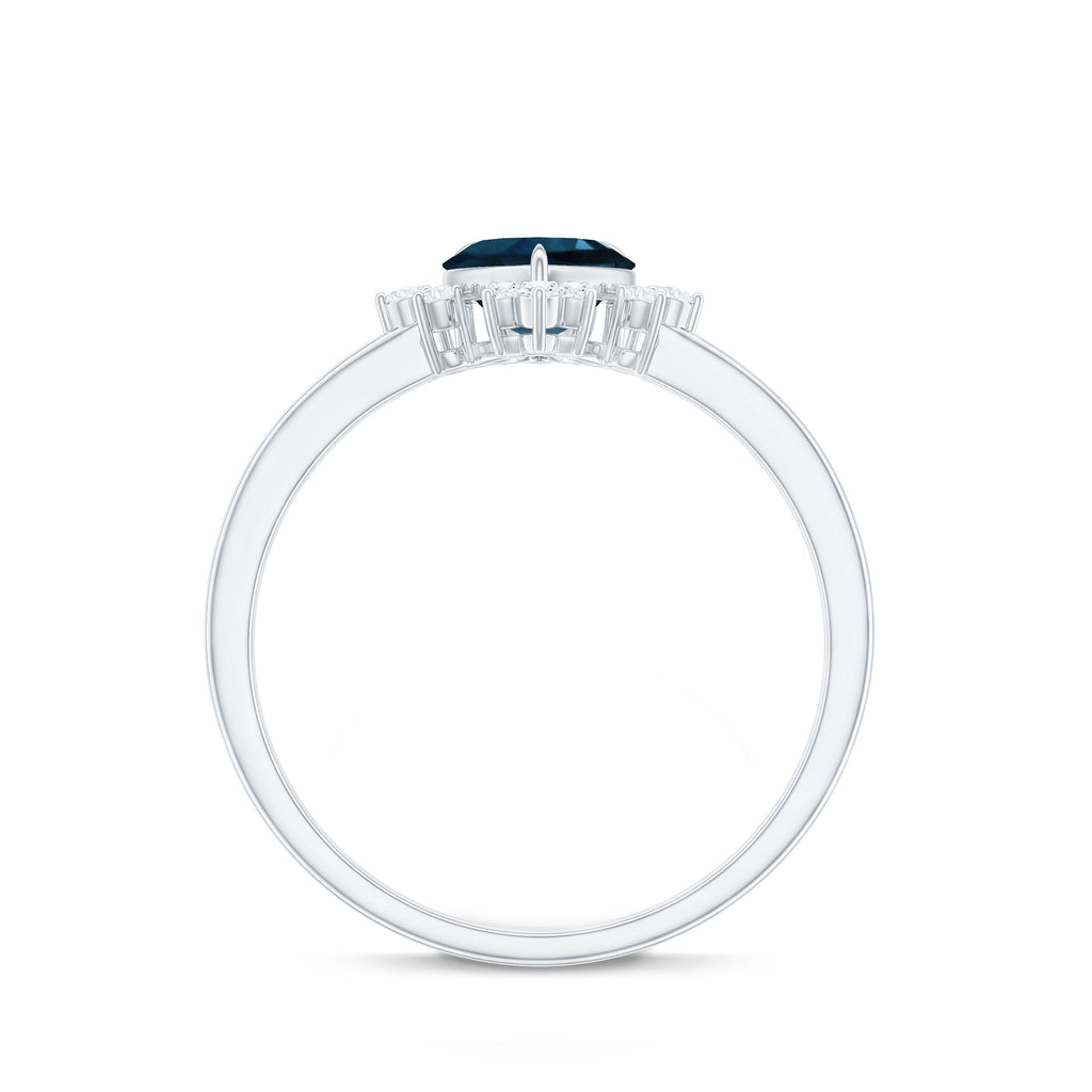 2 Carat Heart London Blue Topaz Engagement Ring with Diamond
